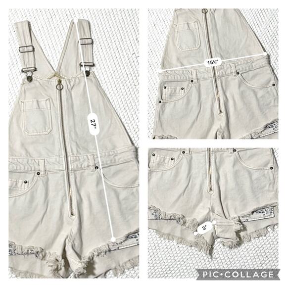Free People Off White Sunkissed Shortalls SZ 4 - Picture 5 of 7